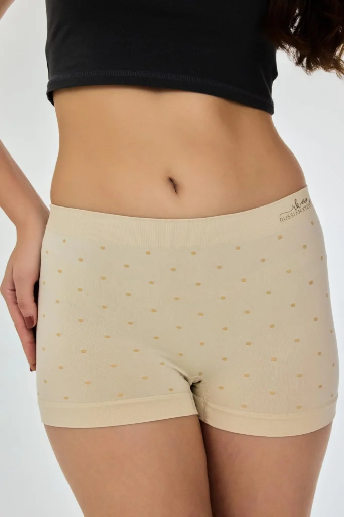 A girl wearing Knitted Seamless Warm Ivory Boyshort